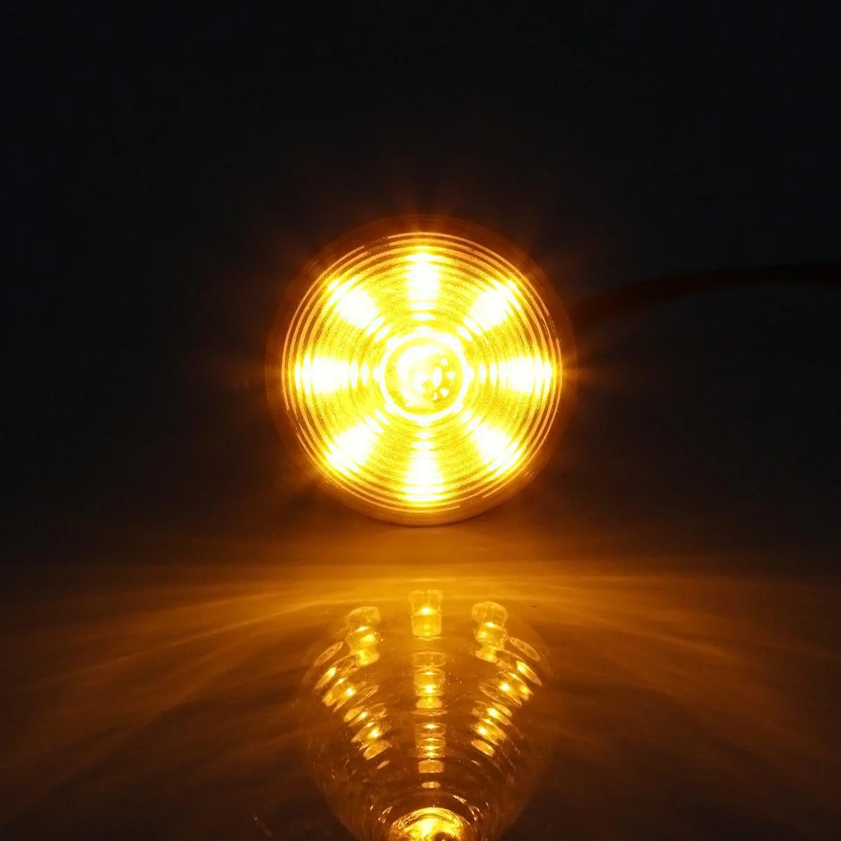 Partsam 10 Amber 2" Round Side Marker Light Beehive Cone Light 9 Diodes Sealed Multifunctional LED Beehive Light Truck Trailer Rear Tracking Light - Image 6