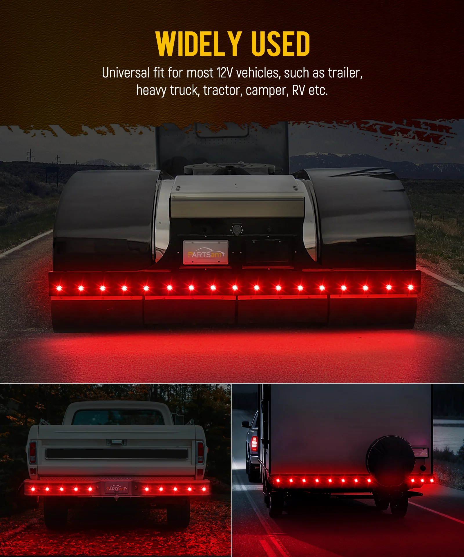 Partsam 10 Pcs Red Watermelon Side Marker LED Dual Function Strobe + Marker Lights, 12V Side Clearance Tail Griller Flash Lights Turn Signal Warning Waterproof Light for Trailer Truck RV - Image 5