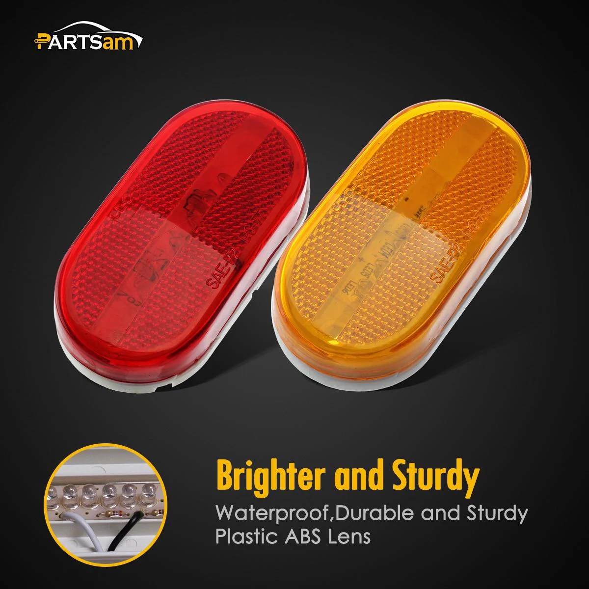 Partsam 10Pcs 4 Inch Trailer Rectangular Led Side Marker Clearance Lights Lamp 6 Diodes w/Reflex Lens, Sealed 2x4 Reflective Rectangle Led Marker Lights Surface Mount for Truck Lorry Van Camper 12V - Image 9