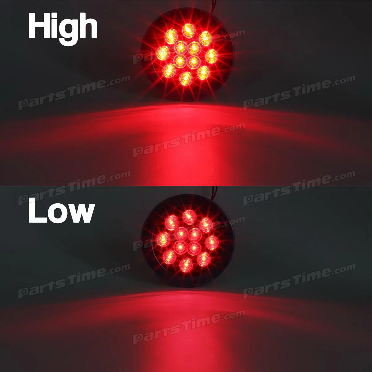 Partsam 10Pcs Red 4inch Inch Round LED Trailer Tail Lights 12LED Flange Mount Stainless Steel Chrome Bezel Waterproof Stop Turn Tail Brake Lights Replacement for Trucks RV 12V - Image 4
