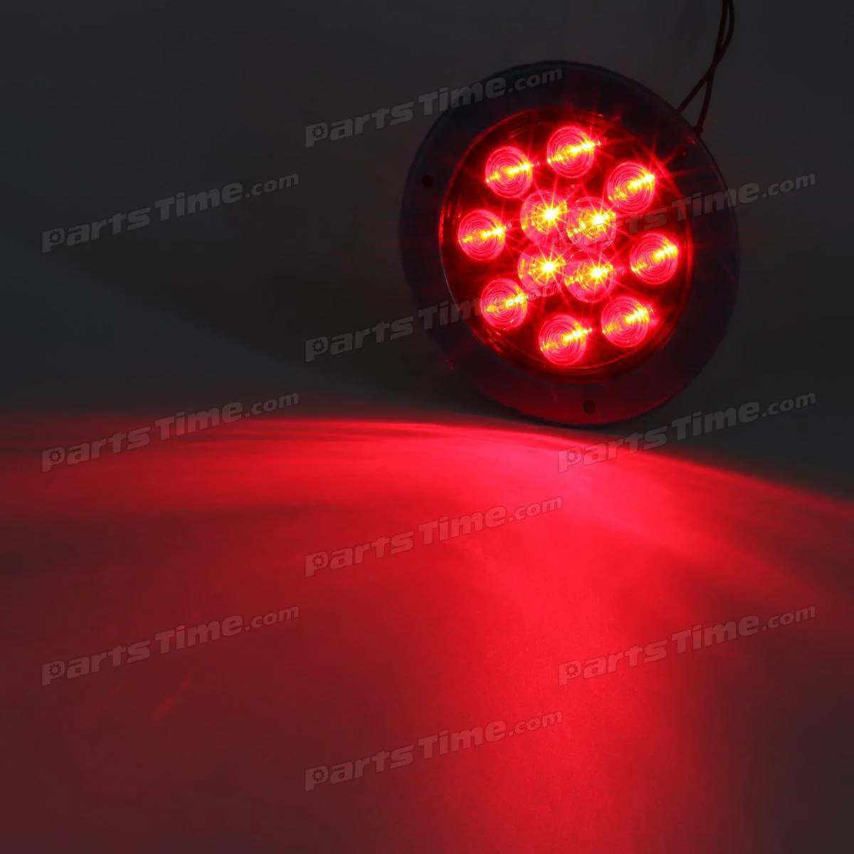 Partsam 10Pcs Red 4inch Inch Round LED Trailer Tail Lights 12LED Flange Mount Stainless Steel Chrome Bezel Waterproof Stop Turn Tail Brake Lights Replacement for Trucks RV 12V - Image 5