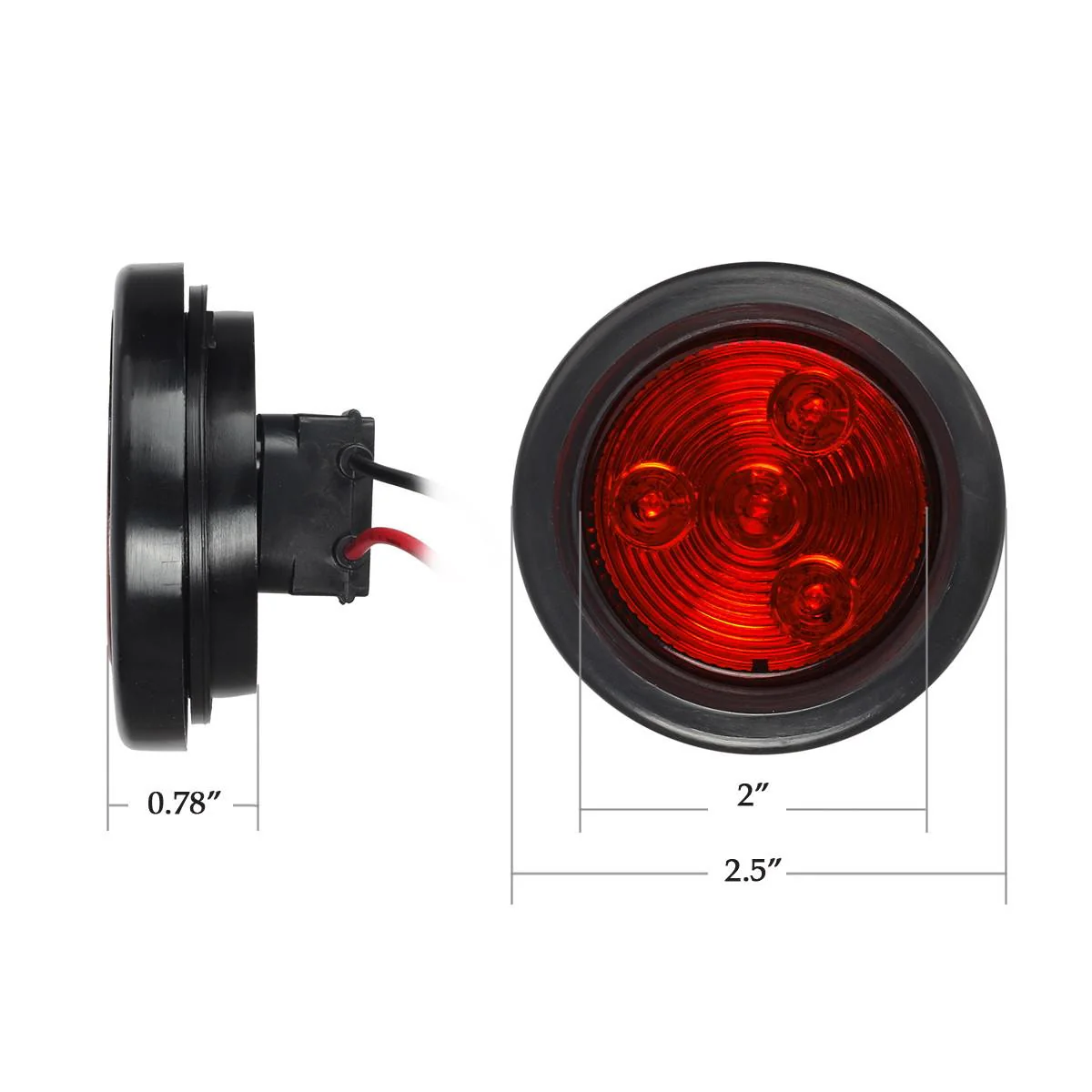 Partsam 10x Red 2" Round Sealed Clearance Marker Light 4LED Grommet & Pigtails w Reflex Lens, 2 inch round led marker lights, 2 inch round led trailer lights, 2 inch round led lights - Image 6
