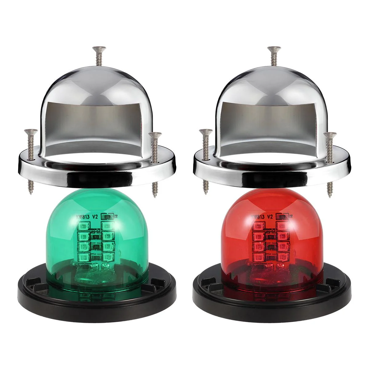 Partsam 12V Marine Boat Yacht Light LED Bow Navigation Lights Deck Mount Red Green Side Port Starboard Lights Sailing Signal Light Submersible 8 LED for Pontoons Skeeter Stainless Steel - Image 6