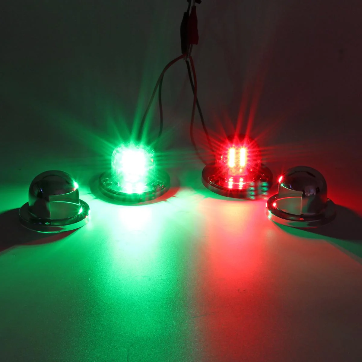 Partsam 12V Marine Boat Yacht Light LED Bow Navigation Lights Deck Mount Red Green Side Port Starboard Lights Sailing Signal Light Submersible 8 LED for Pontoons Skeeter Stainless Steel - Image 7