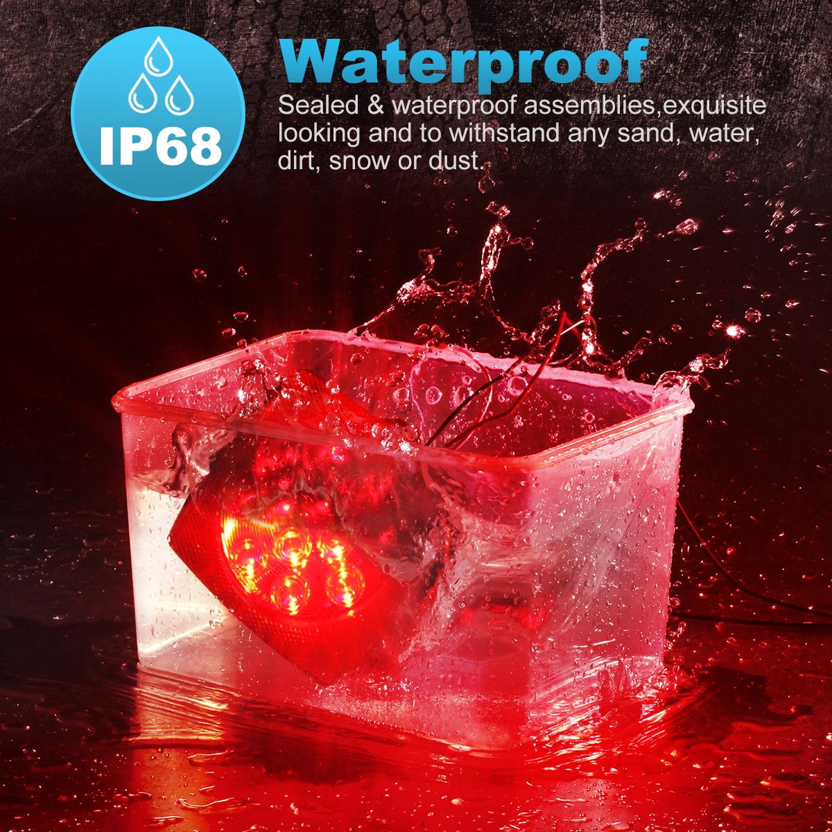 Partsam 12V Waterproof Square Led Trailer Light,Red LED Stop Turn Tail License Brake Running Light Lamp for Trailers Under 80inch Boat Trailer Truck Marine Camper RV Snowmobile,IP68,DOT Compliant - Image 4