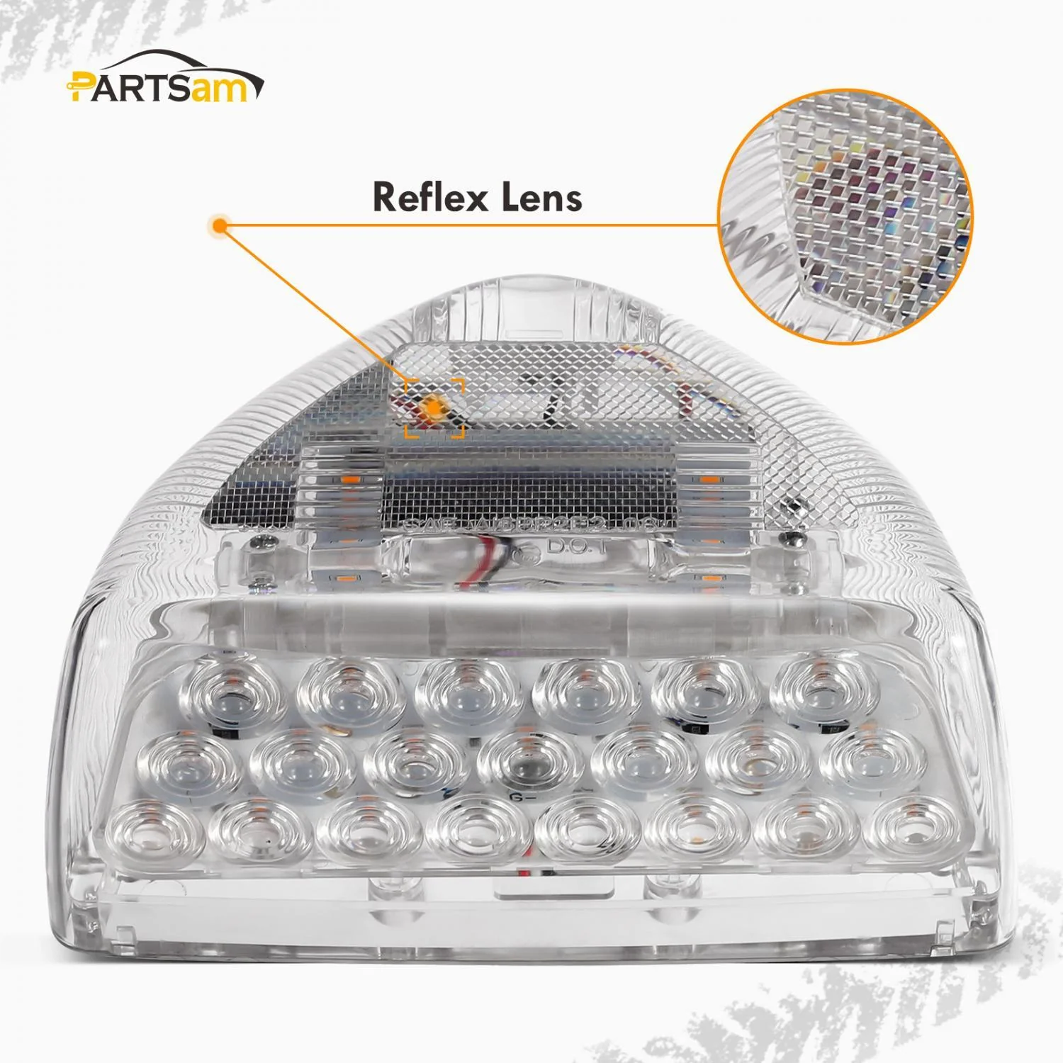 Partsam 1PC for Peterbilt Amber Headlight LED Turn Signal Park and Clearance Light P/T/C 31LED Clear Lens, for Peterbilt 379 359 357 365 378 Rectangle headlight Turn Signal Lights - RH or LH - Image 4