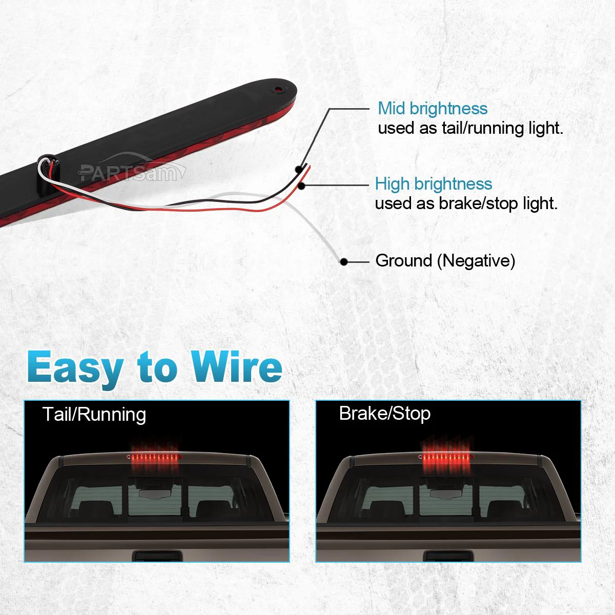 Partsam 1PC Red 15inch 11 LED Light Bar Stop Turn Tail 3rd Brake Light Truck Trailer Identification ID Bar Waterproof - Image 11