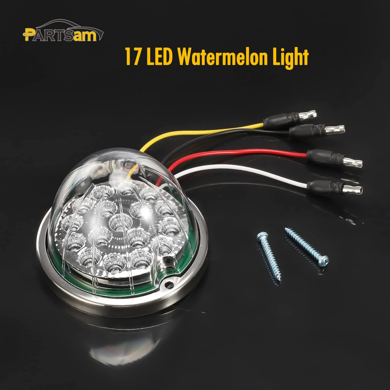 Partsam 1PCS Dual Revolution Amber 17 Led Watermelon Light for Semi Truck - Image 3