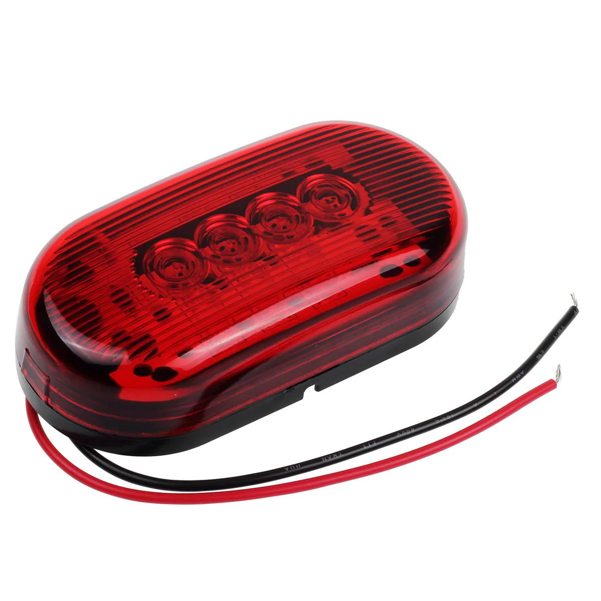 Partsam 2 Amber + 2 Red 12V 4inch x 2inch Oval Led Truck Side Marker Light Surface Mount 10 Diodes, Sealed Trailer Led Clearance and Side Marker Lights, Black Base, Rectangular Rectangle Led Lights - Image 5