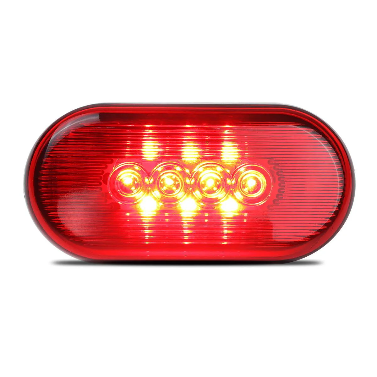 Partsam 2 Amber + 2 Red 12V 4inch x 2inch Oval Led Truck Side Marker Light Surface Mount 10 Diodes, Sealed Trailer Led Clearance and Side Marker Lights, Black Base, Rectangular Rectangle Led Lights - Image 7