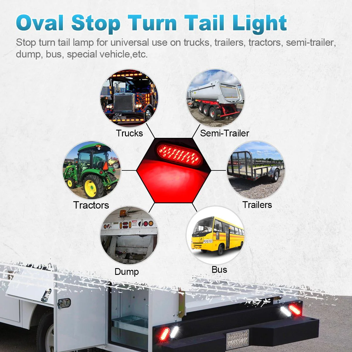 Partsam 2 Pcs 6 Inch Red Oval Led Trailer Tail Lights 24 LED Grommet Mount, Oval 6inch Red Stop Turn Tail Brake Light Rubber Flush Mount Replacement for Trailer RV Trucks Bus Waterproof - Image 10