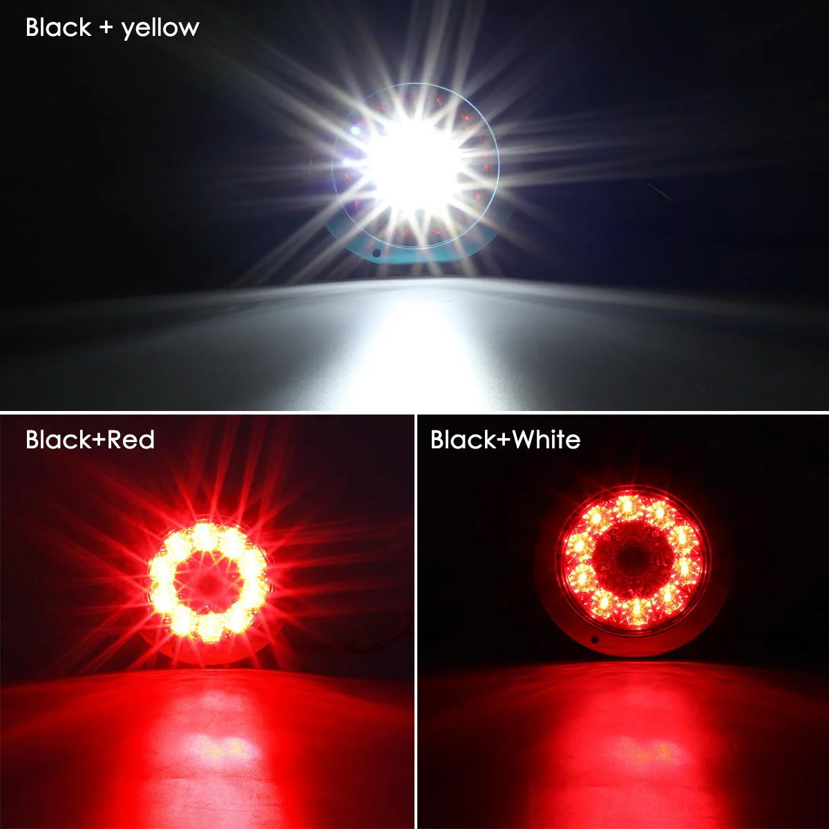 Partsam 2Pcs 4inch Inch Round LED Trailer Tail Lights White Red Taillights Flange Mount 16 LED DC 12V Sealed Waterproof Stop Brake Tail Running Reverse Backup Lights Lamps for RV Trailer Trucks - Image 4