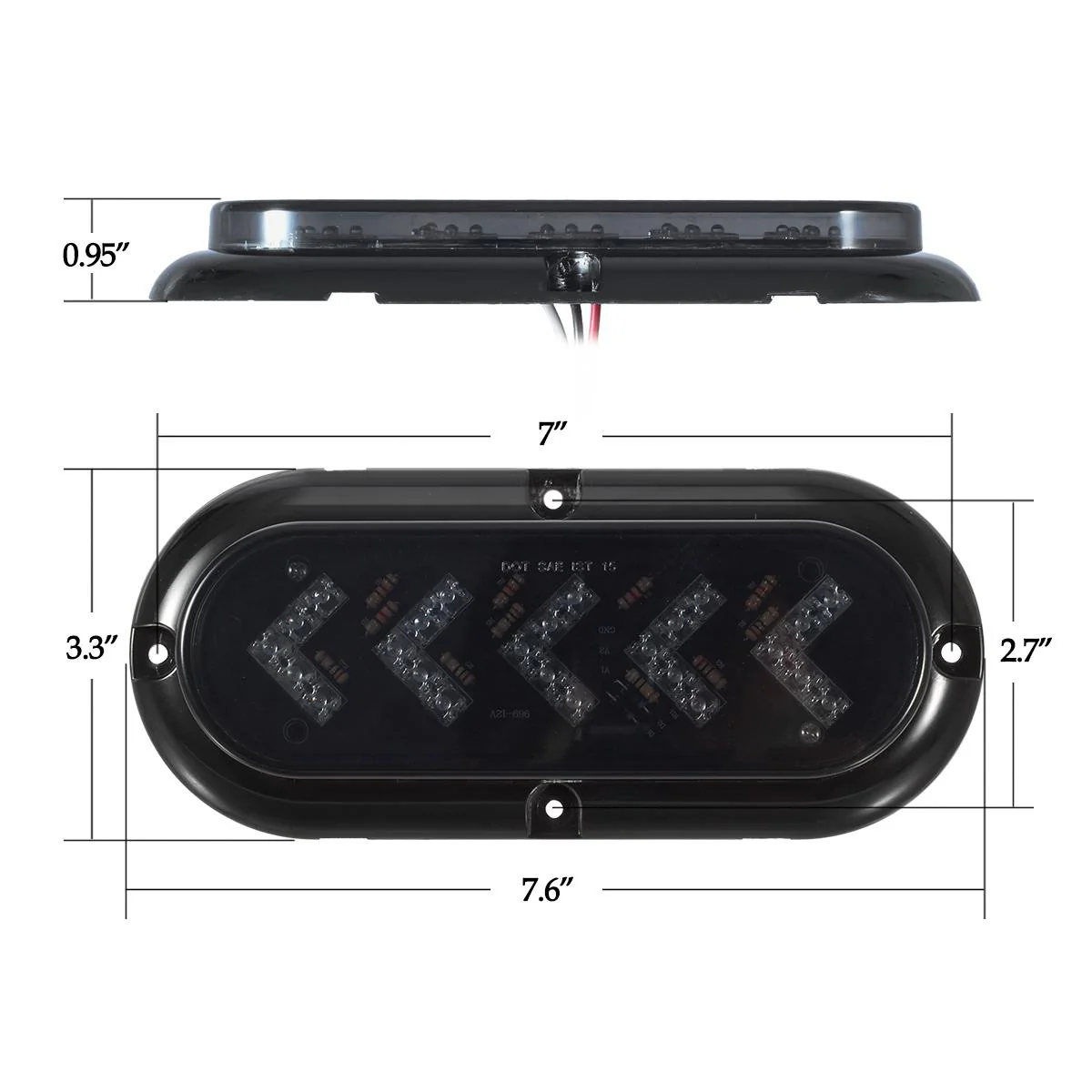 Partsam 2Pcs 6 inch Oval Arrow Turn Signal Lights Truck Trailer Amber 25LED Surface Mount Smoke Lens Waterproof Sealed Led Marker Clearance Lights Indicators Flange Mount 12V - Image 3