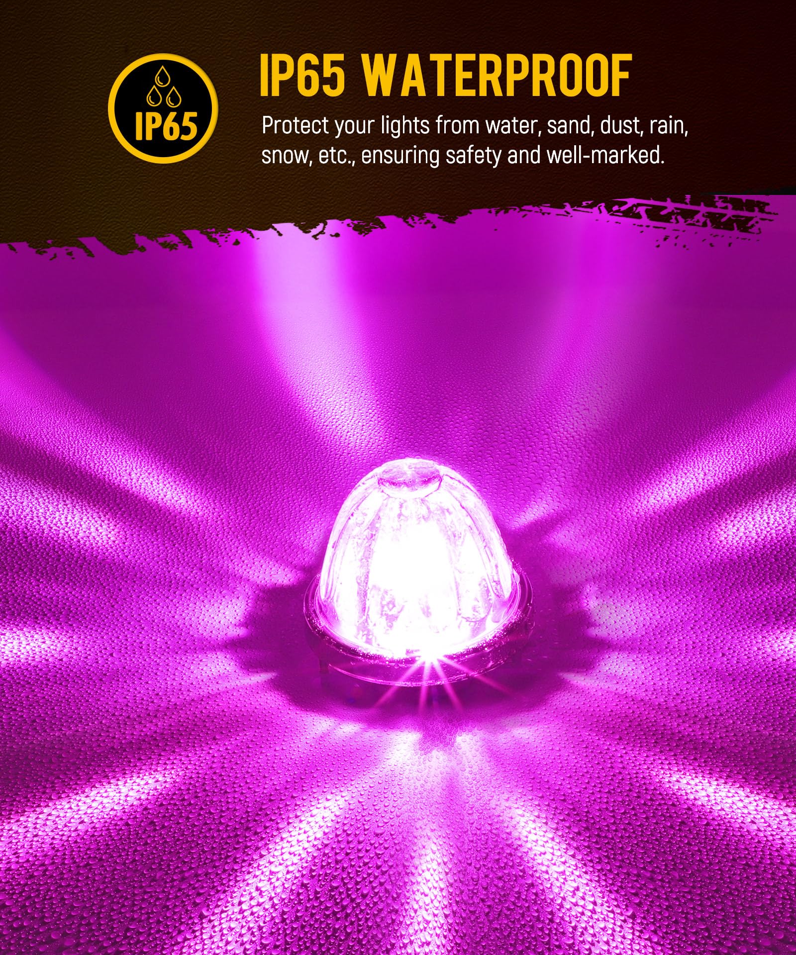 Partsam 2Pcs Glass Watermelon Lights Clear Lens Light Purple LED Side Marker Clearance Lights with Bezel Replacement for Kenworth Peterbilt Freightliner Trucks - Image 6