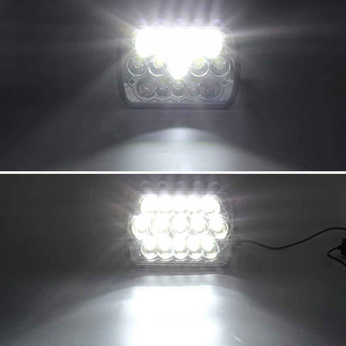 Partsam 2PCS Rectangle H6054 LED Headlights 5x7 7x6 Headlamp Hi/Low Sealed Beam H4 9003 Plug 6054 H5054 Compatible with S10 Blazer Express Van/Wrangler YJ XJ Cherokee Truck Van - Image 3