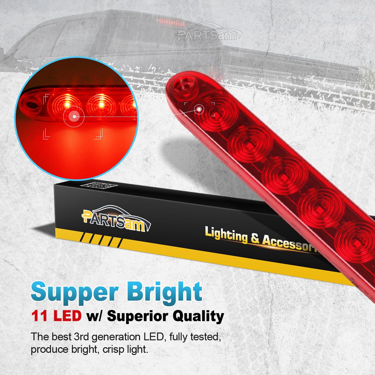Partsam 2PCS Red 15inch 11 LED Trailer Light Bar Sealed Stop Turn Tail Park Third 3rd Brake Light Truck Trailer Marker ID Bar Waterproof - Image 9