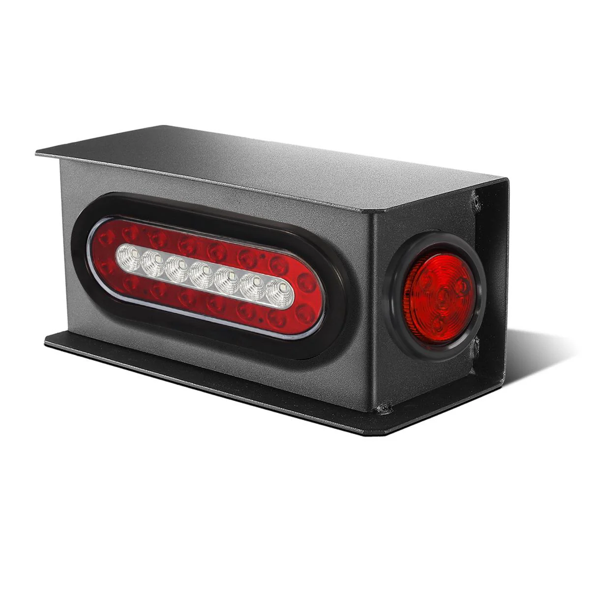 Partsam 2Pcs Steel Trailer RV Light Boxes Housing Kit w/ 6 inch Oval Led Trailer Tail Lights Red/Amber & 2 inch Red Led Round Side Marker and Clearance Lights 4LED w/ Grommets and wire connectors - Image 3