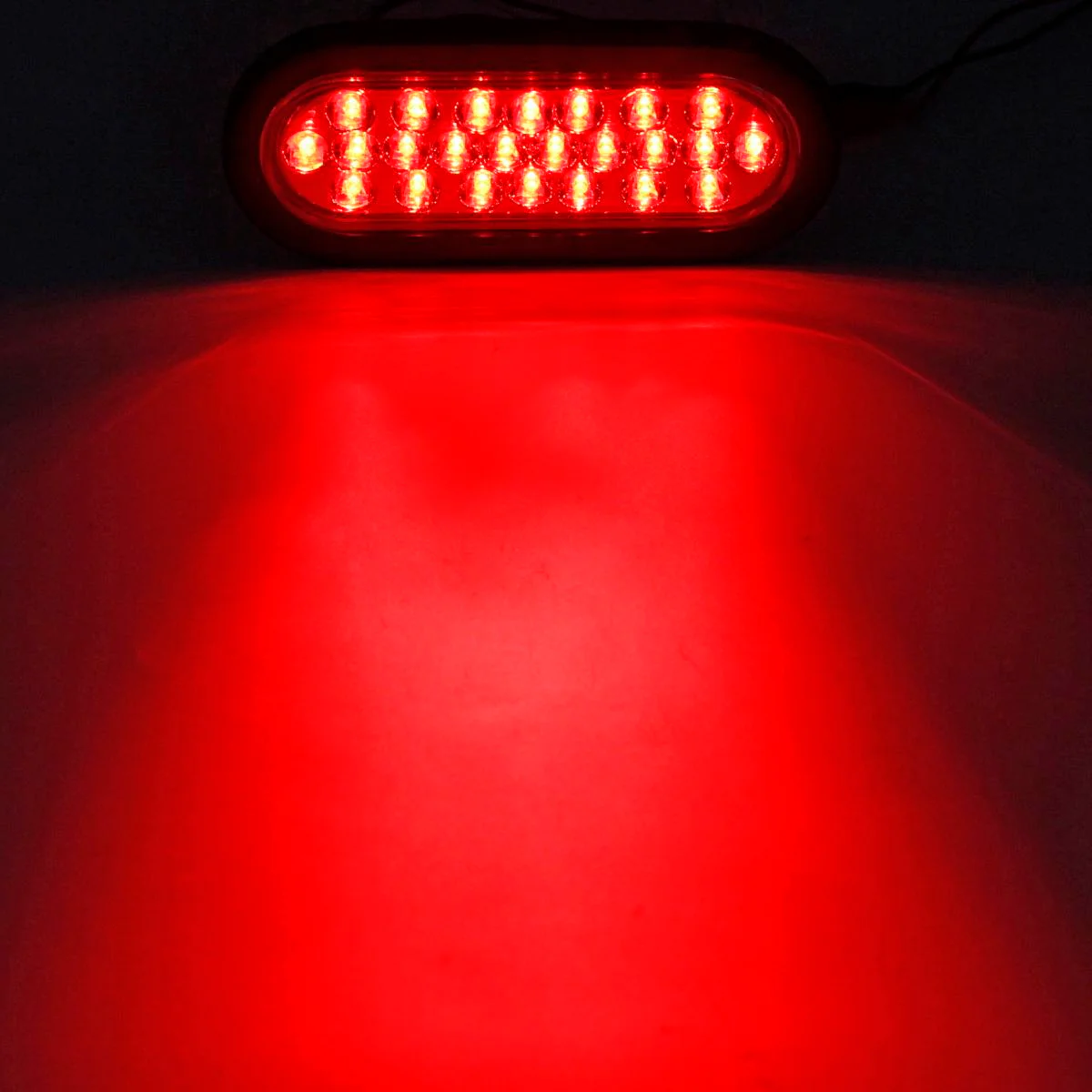 Partsam 2x Oval Brake Stop Tail Turn Sealed Marker Lights Flush Mount 6.3inch Inch 24 LED Truck Trailer Boat Utility Clear Lens Red w/Rubber Grommet Waterproof 12V - Image 5