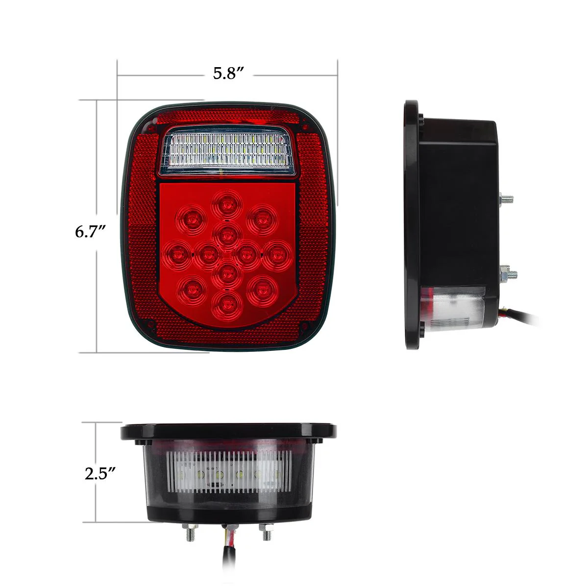 Partsam 2x Red/White 39 LED Stop Turn Tail Stud Lights Replacement for Jeep CJ YJ JK Truck Trailer Boat RV, Hardwired - Image 12