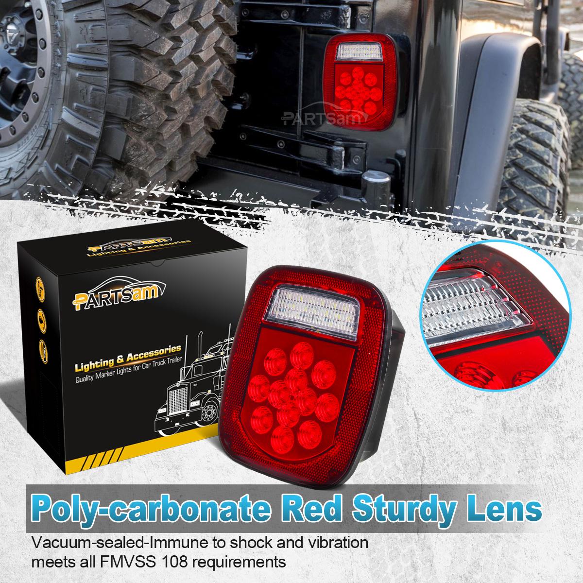 Partsam 2x Red/White 39 LED Stop Turn Tail Stud Lights Replacement for Jeep CJ YJ JK Truck Trailer Boat RV, Hardwired - Image 7