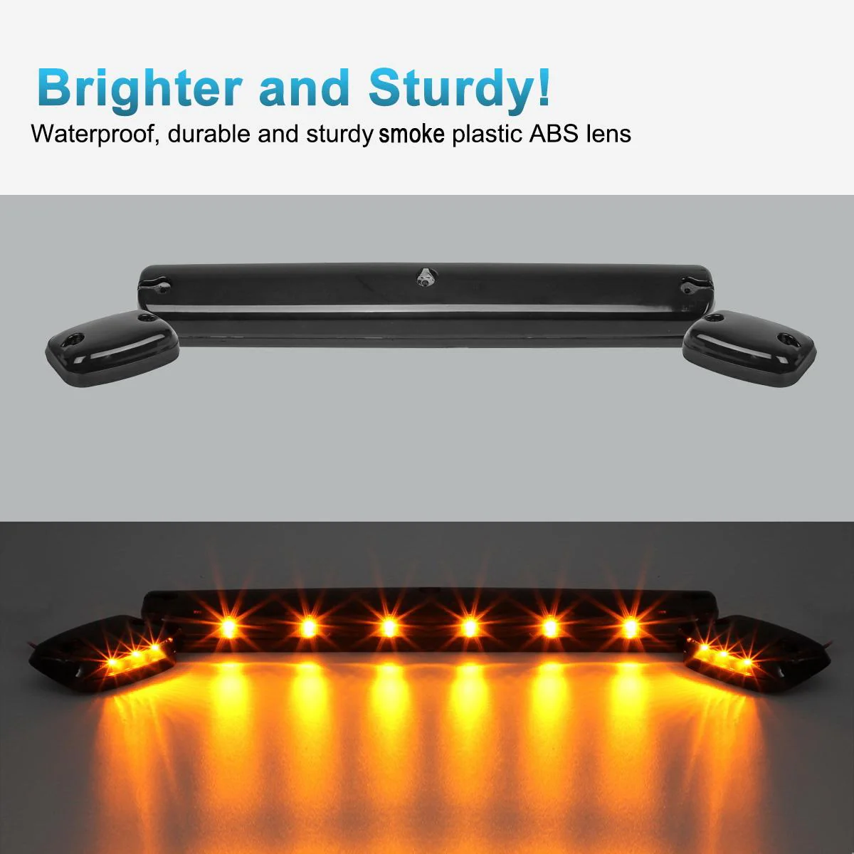 Partsam 3X Smoke Cab Light Amber 12LED Cab Marker Top Roof Running Light Assembly + Wire Harness Compatible with Silverado/ Sierra 1500 2500 2500HD 3500 3500HD 2014 2500HD 3500HD 2007-2013 - Image 8