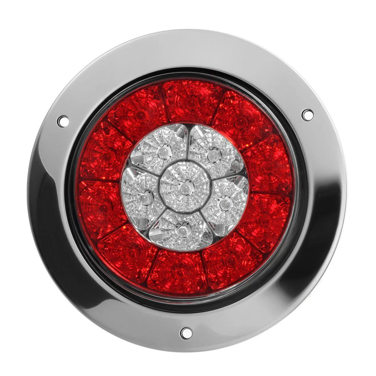 Partsam 4inch Inch Round Truck Trailer Led Tail Stop Brake Lights Taillights Running Red and Amber Parking Turn Signal Lights, Sealed Dual Color Round Led Lights w/ Miro-reflectors Flange Mount (2Pack) - Image 4