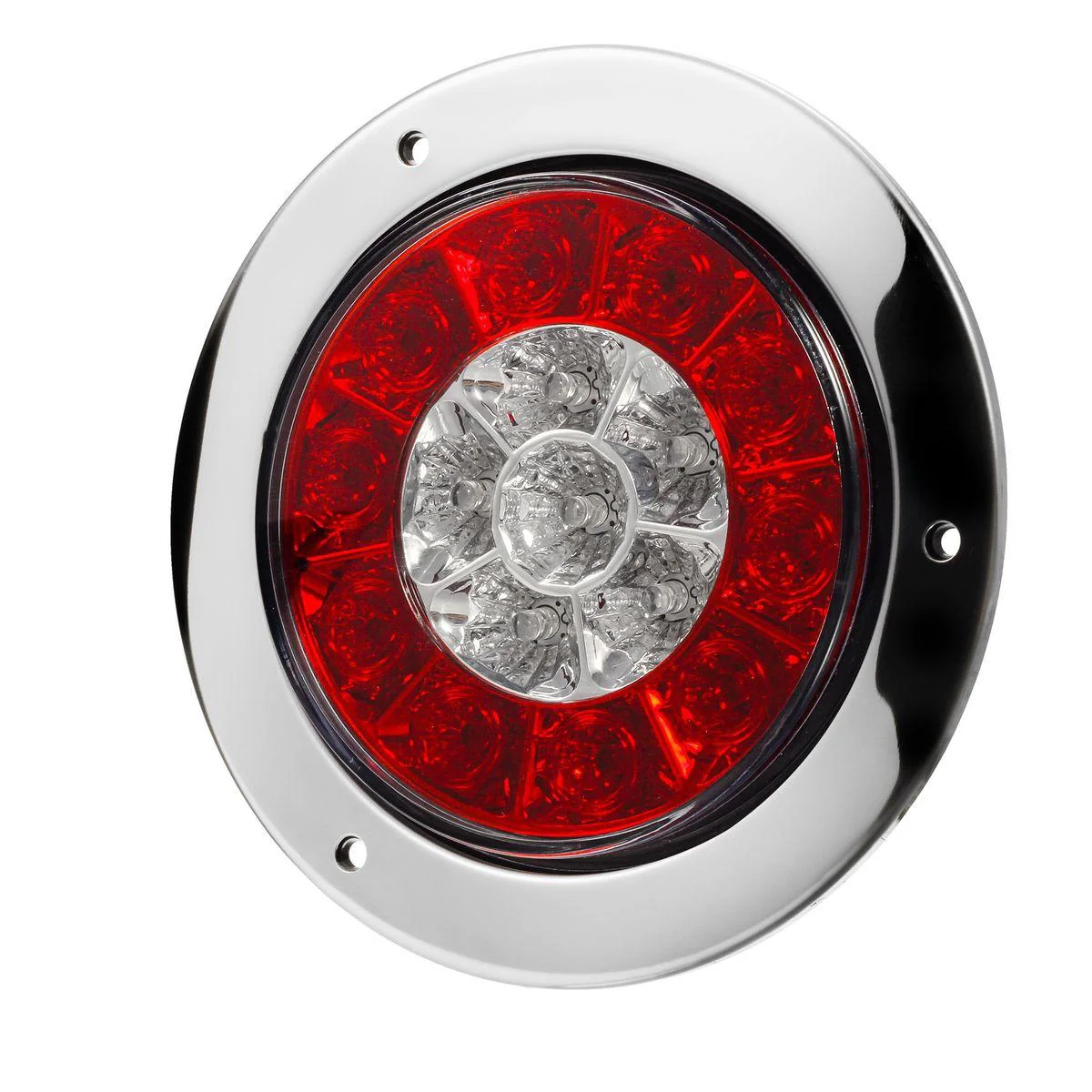 Partsam 4inch Inch Round Truck Trailer Led Tail Stop Brake Lights Taillights Running Red and Amber Parking Turn Signal Lights, Sealed Dual Color Round Led Lights w/ Miro-reflectors Flange Mount (2Pack) - Image 5