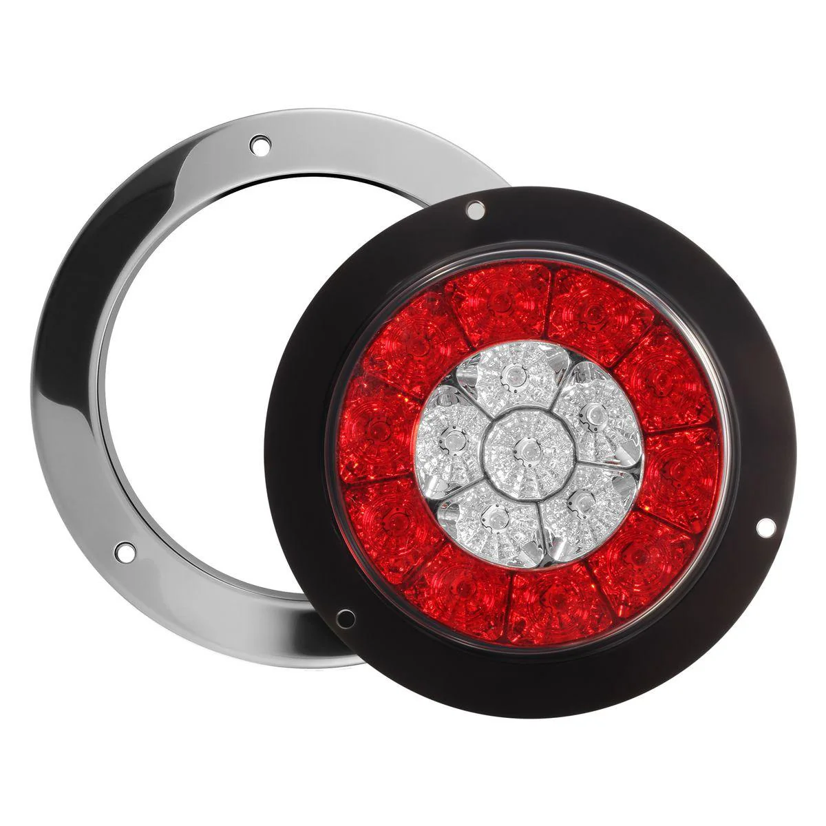 Partsam 4inch Inch Round Truck Trailer Led Tail Stop Brake Lights Taillights Running Red and Amber Parking Turn Signal Lights, Sealed Dual Color Round Led Lights w/ Miro-reflectors Flange Mount (2Pack) - Image 6