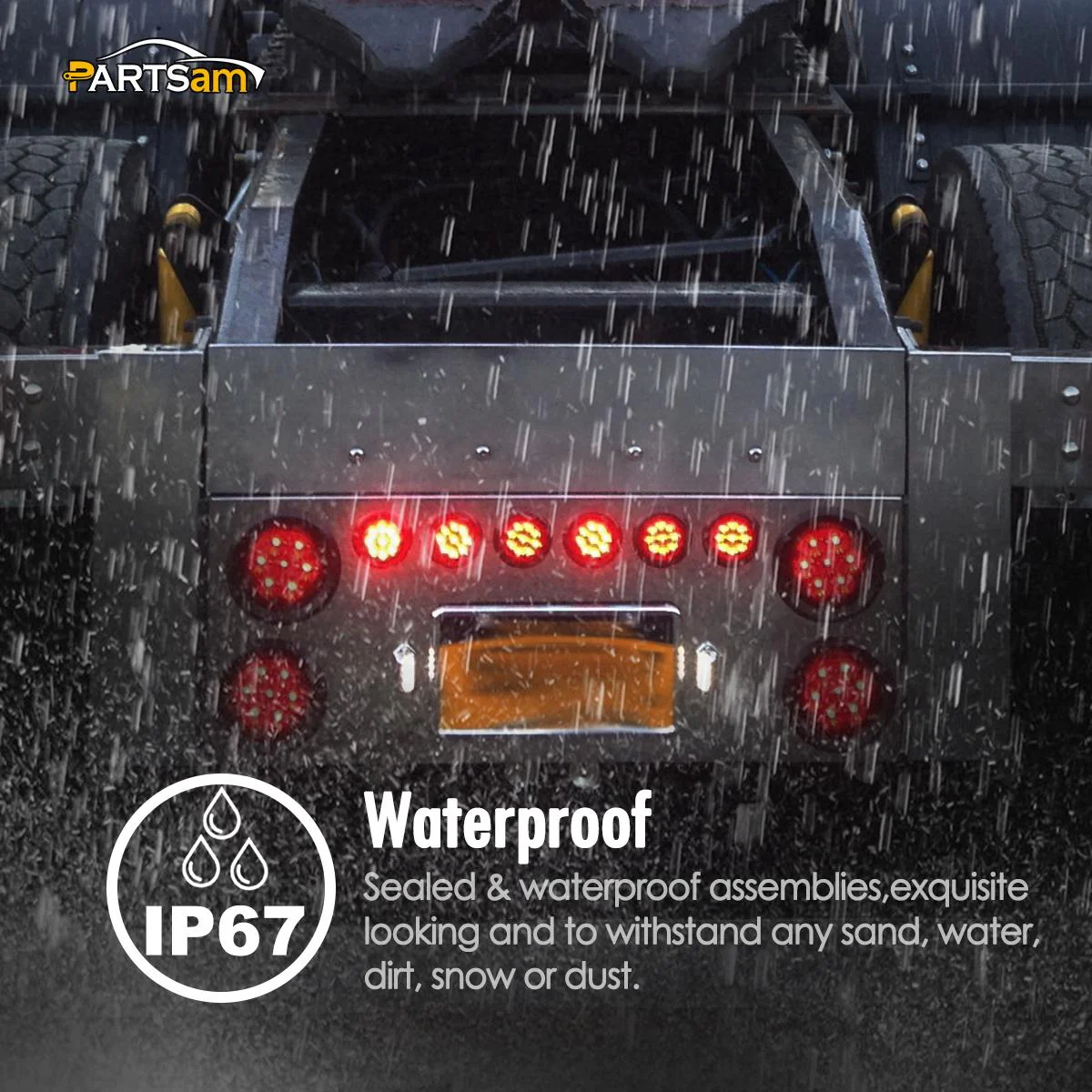 Partsam 4Pcs 2 Inch Smoked Round Led Clearance and Side Marker Lights Kit 9 Diodes w Reflectors Grommets / Pigtails Truck Trailer Rv Flush Mount Waterproof 12V, 2 Inch Round Led Lights (2Amber+2Red) - Image 7