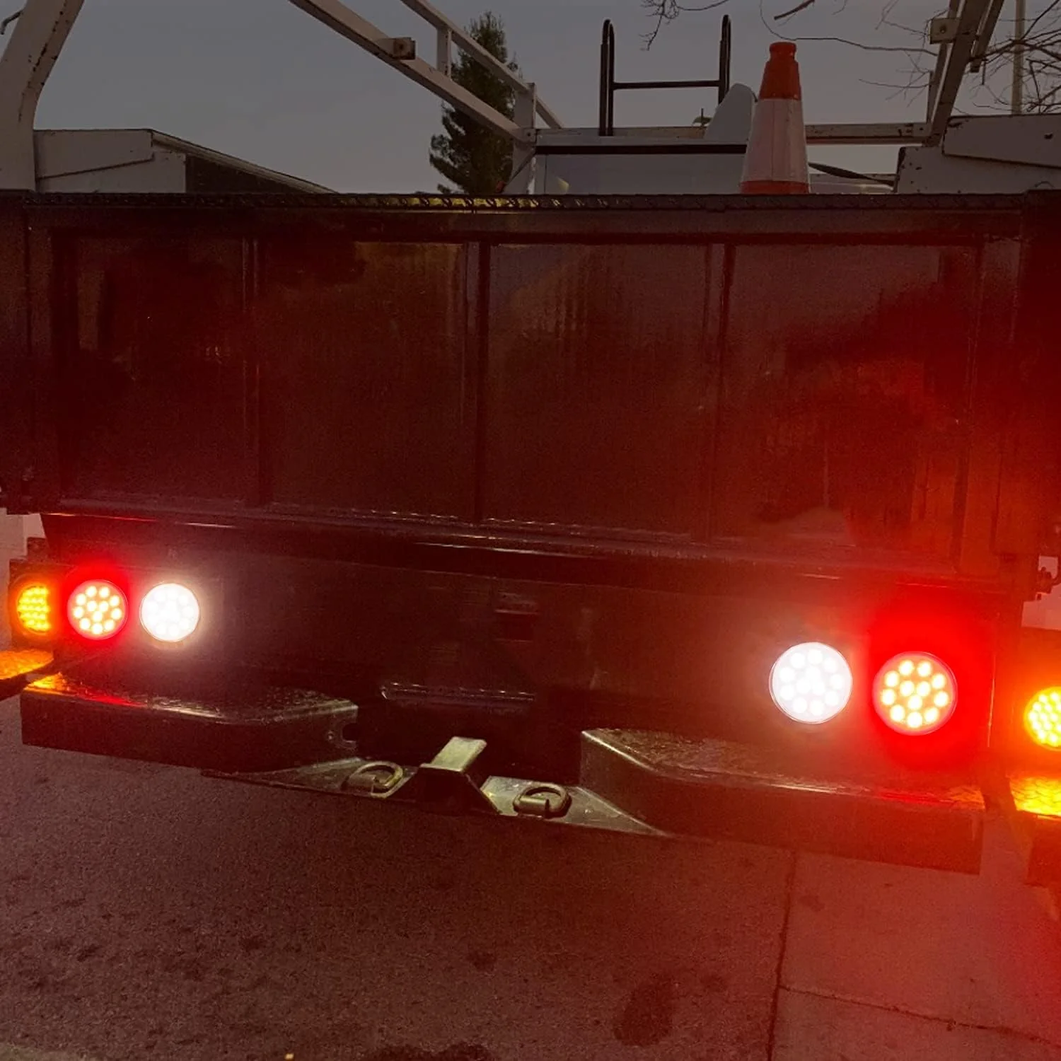 Partsam 4Pcs 4inch Inch Round Led Stop Turn Tail Back-up Reverse Fog Lights 12 LED Include Lights Grommet 3-Prong Wire Pigtails Round LED Trailer Tail Light Kit for Truck Trailer RV( 2 Red + 2 White) - Image 7