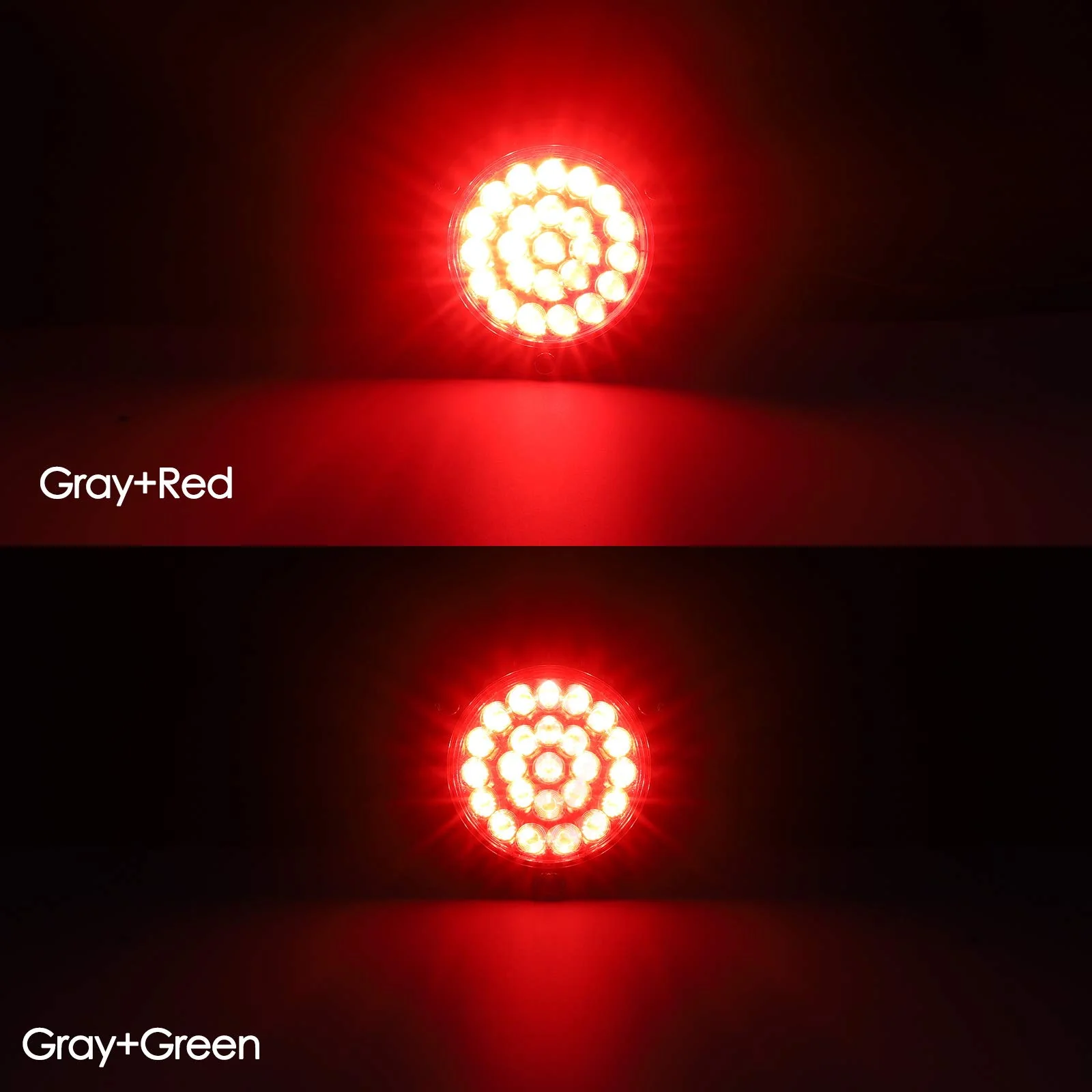 Partsam 4Pcs 4inch Round Red LED Stop Turn Tail Lights Brake Trailer Lights 24LED, 4 Inch Round Led Trailer Tail Lights Red Flange Mount Waterproof for RV Trucks 12V DC - Image 3