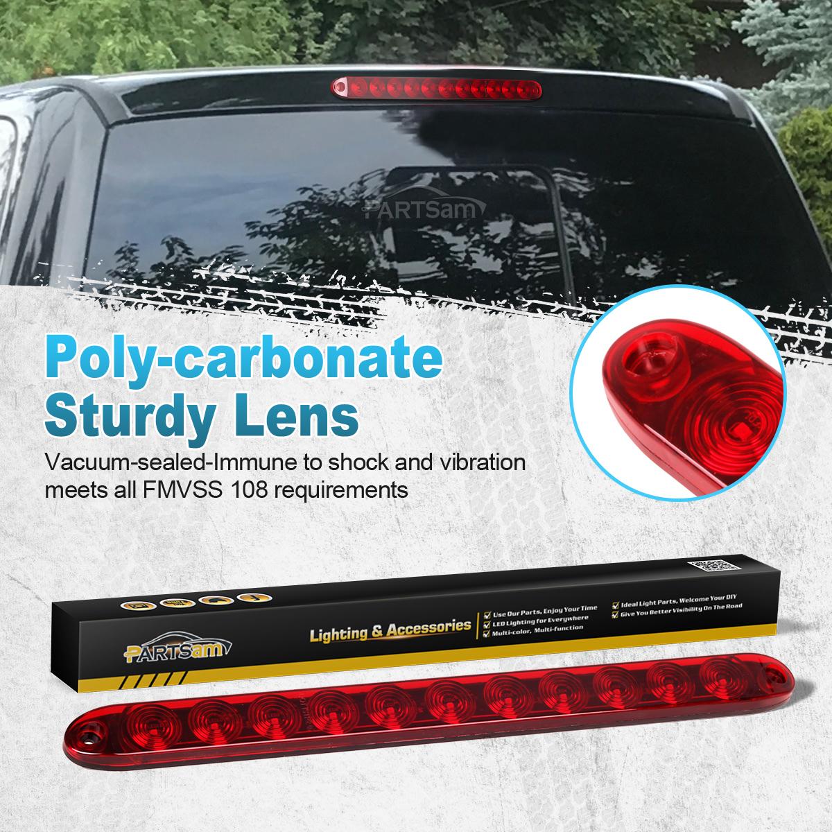Partsam 4pcs Red 15inch Inch Sealed 11 LED Third Brake Light Bar Stop Turn Signal Tail 3rd Brake Light ID Bar Truck Trailer RV Camper Waterproof - Image 7