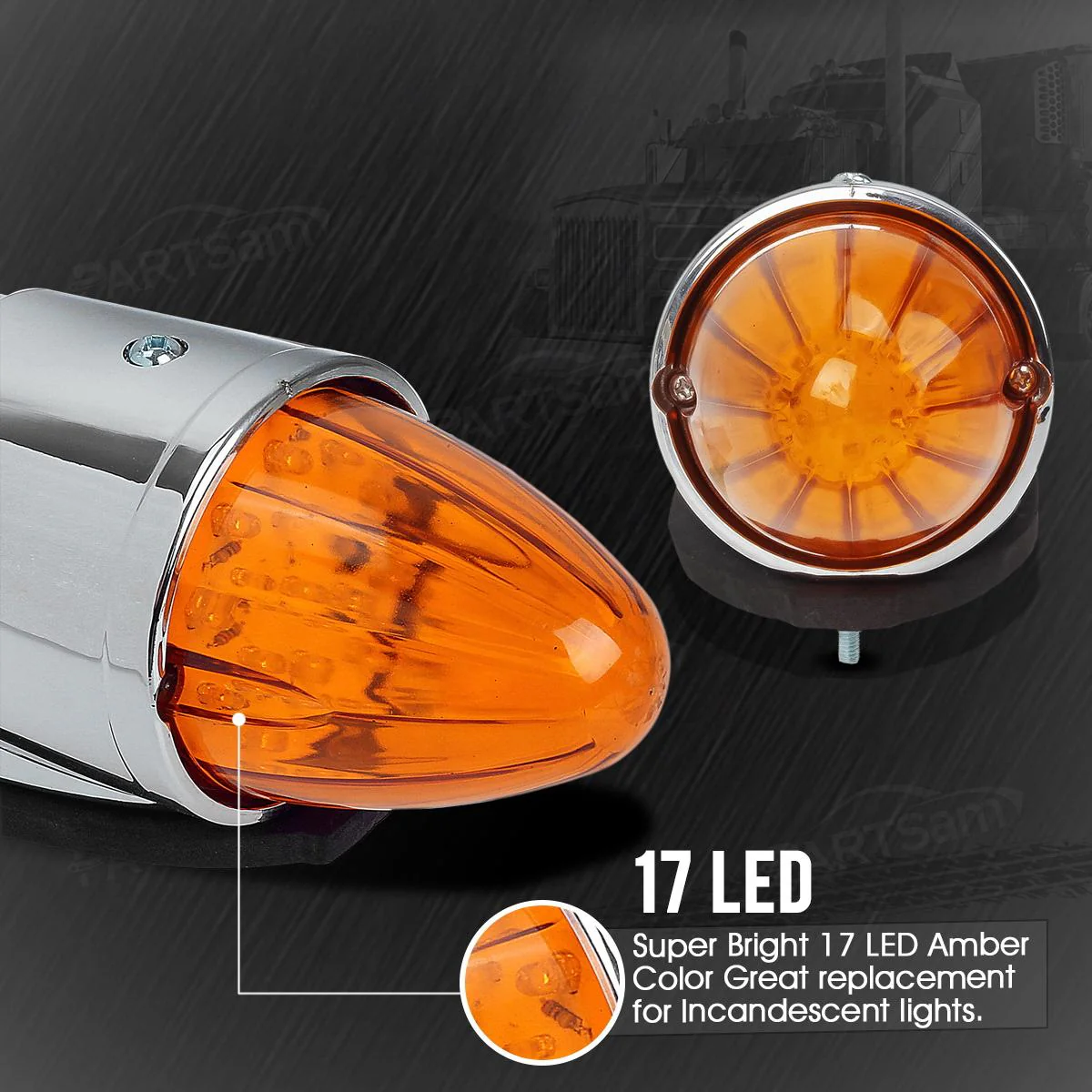 Partsam 5PCS LED Amber Torpedo Cab Marker Roof Running Top Lights - Image 4