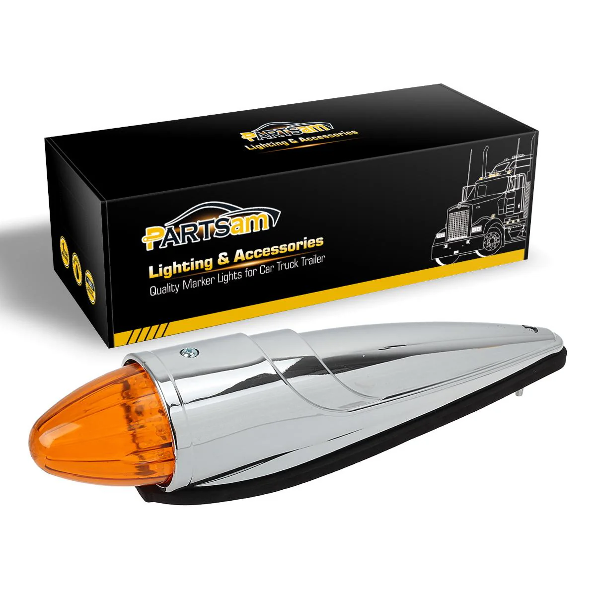 Partsam 5PCS LED Amber Torpedo Cab Marker Roof Running Top Lights - Image 7