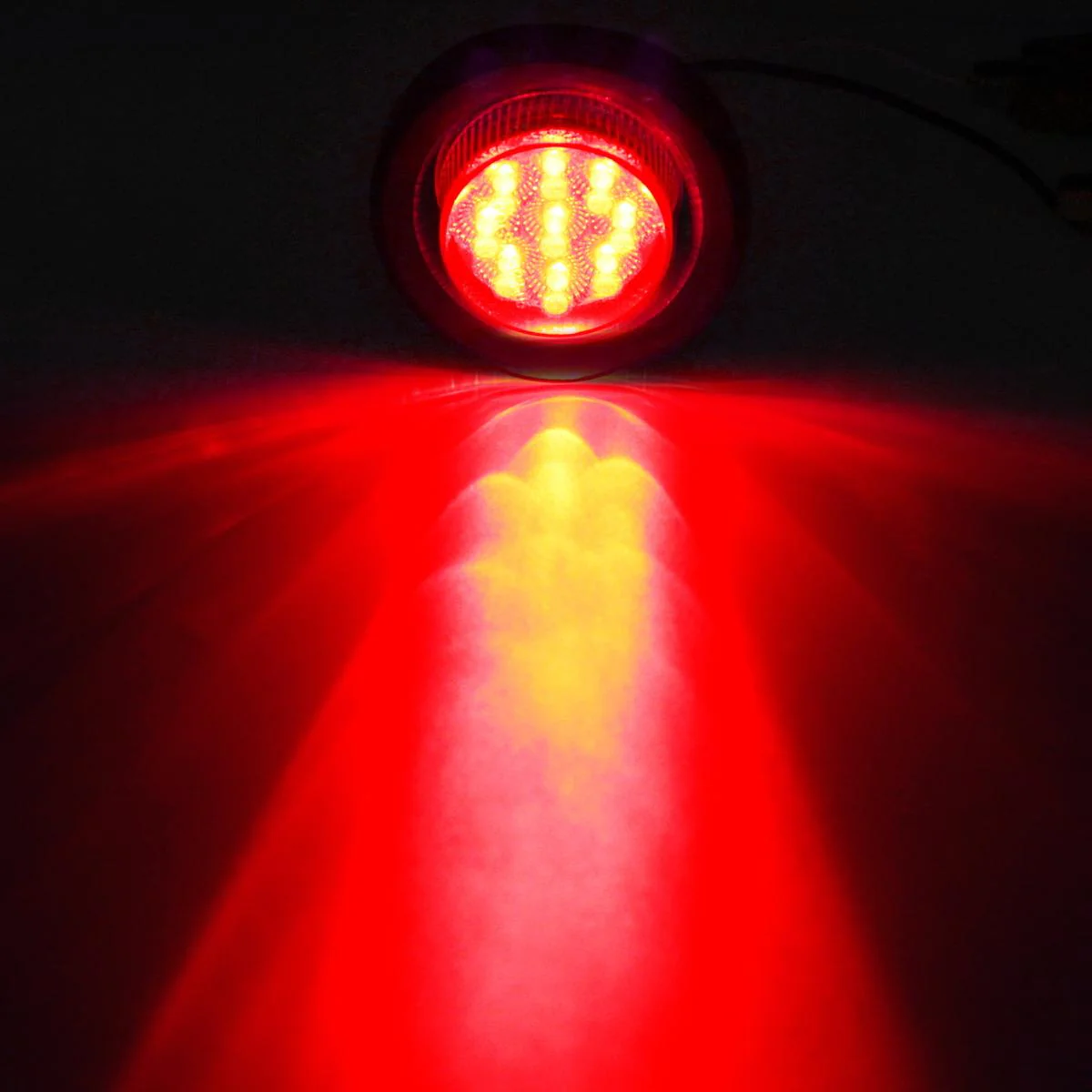 Partsam 5Pcs 2 Inch Round Led Marker Lights 9 Red Diodes Smoked w Reflectors Truck Trailer Rv Flush Mount Waterproof 12V 2 Round Red Led Marker Lights Kits with Grommets and Pigtails - Image 8