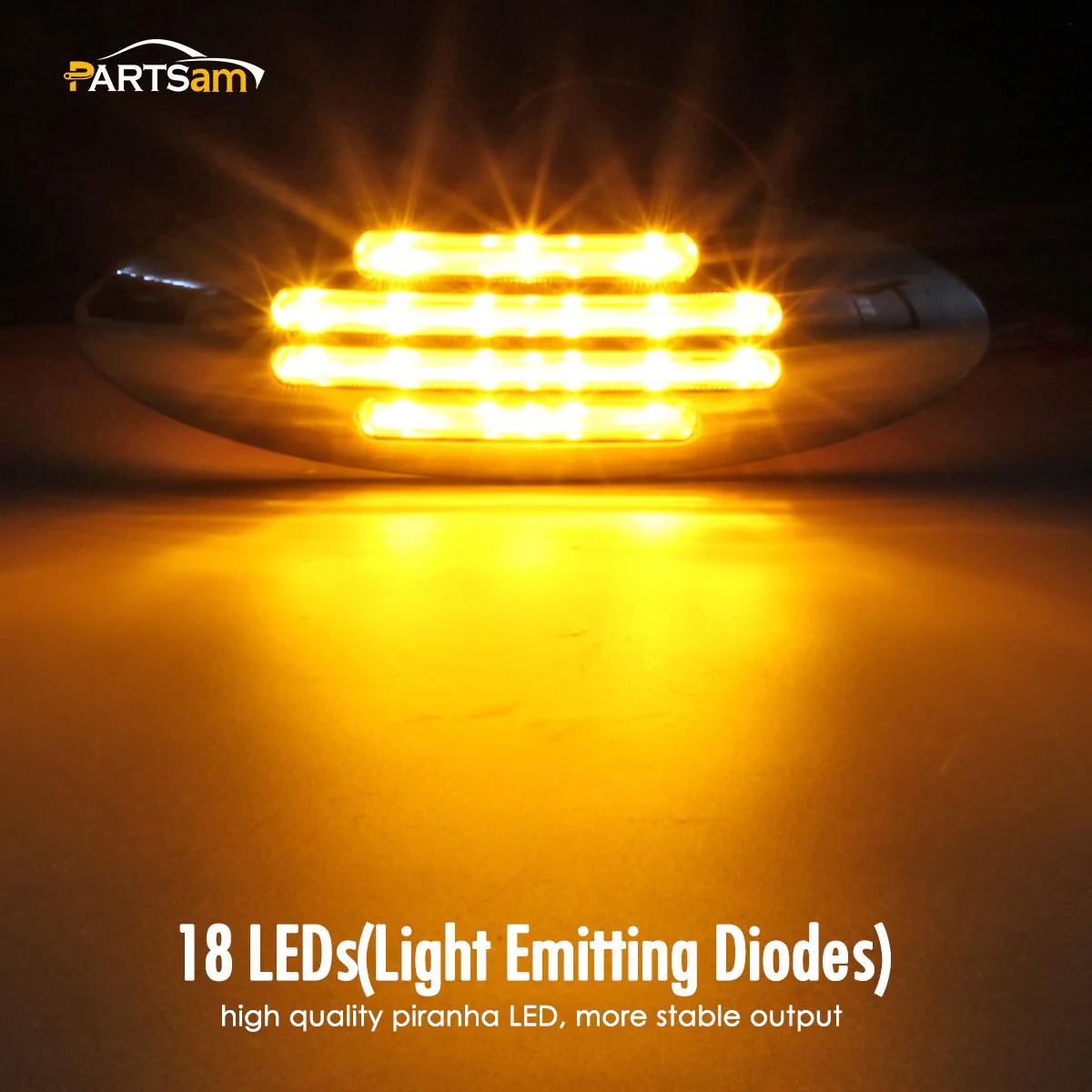 Partsam 5Pcs 6-3/5 Inch Flat-line Amber Oval Trailer Led Marker Lights Clear Lens 18 Diodes Surface Mount w Bullet Plug Connectors Sealed Waterproof Led Front Fender Marker Light Panel - Image 5