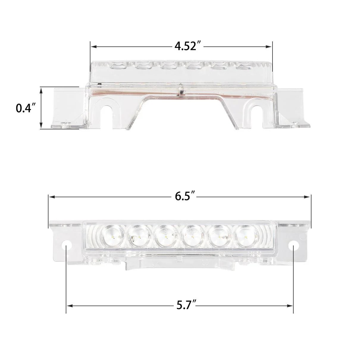 Partsam 5PCS Clear Lens 6LED Amber Cab Light Truck Trailer Top Cab Marker Roof Running Light Waterproof Reflective Lights Assembly Compatible with 2004 VN/2003-2020 VNL Trucks - Image 7