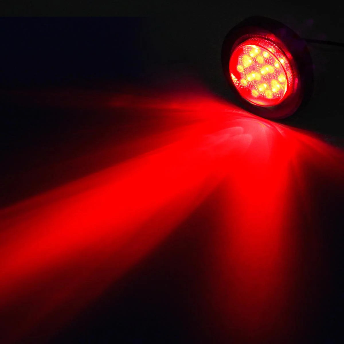 Partsam 5x 2" LED Marker Light Cab Panel Light 9 Diodes Sealed Round Clear/Red w Grommet/Pigtail, 2" Mini-Reflex round sealed LED Side Marker, Clearance or ID Light - Image 9