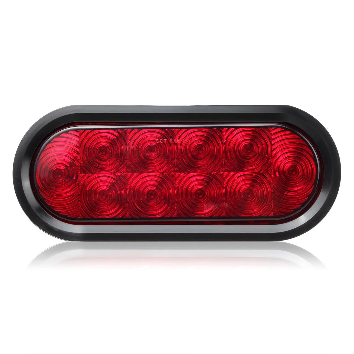Partsam 6pcs Red Oval 10 Diodes 6 inch Stop Turn Tail Brake Light w/grommet+ pigtail Flush Mount, 6 inch oval led trailer tail lights, 6 oval led brake lights sealed stop turn tail light kit - Image 3