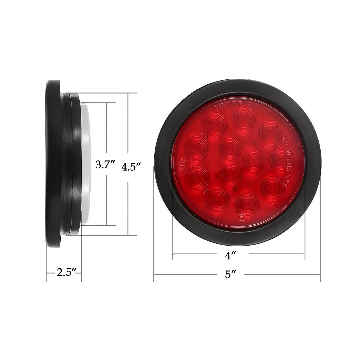 Partsam 8Pcs 4inch Round Red LED Trailer Tail Light, 4 Inch Round Led Stop Turn Tail Lights Brake Brake Trailer Lights for RV Trucks, Rubber Grommets and 3-Prong Wire Pigtails Included - Image 4