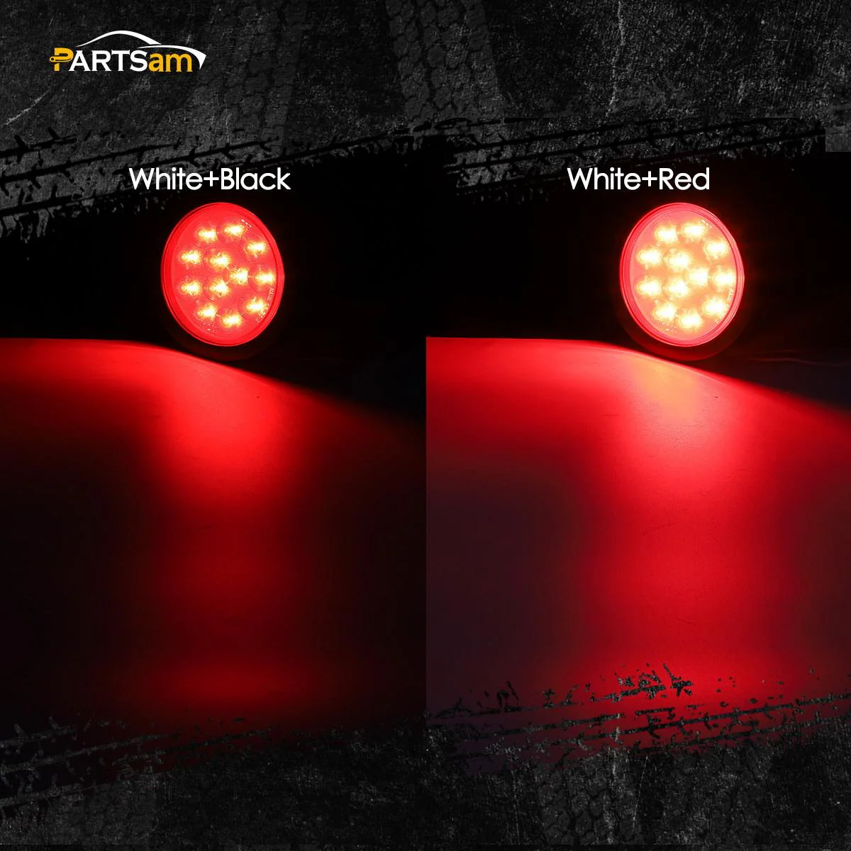 Partsam 8Pcs 4inch Round Red LED Trailer Tail Light, 4 Inch Round Led Stop Turn Tail Lights Brake Brake Trailer Lights for RV Trucks, Rubber Grommets and 3-Prong Wire Pigtails Included - Image 6