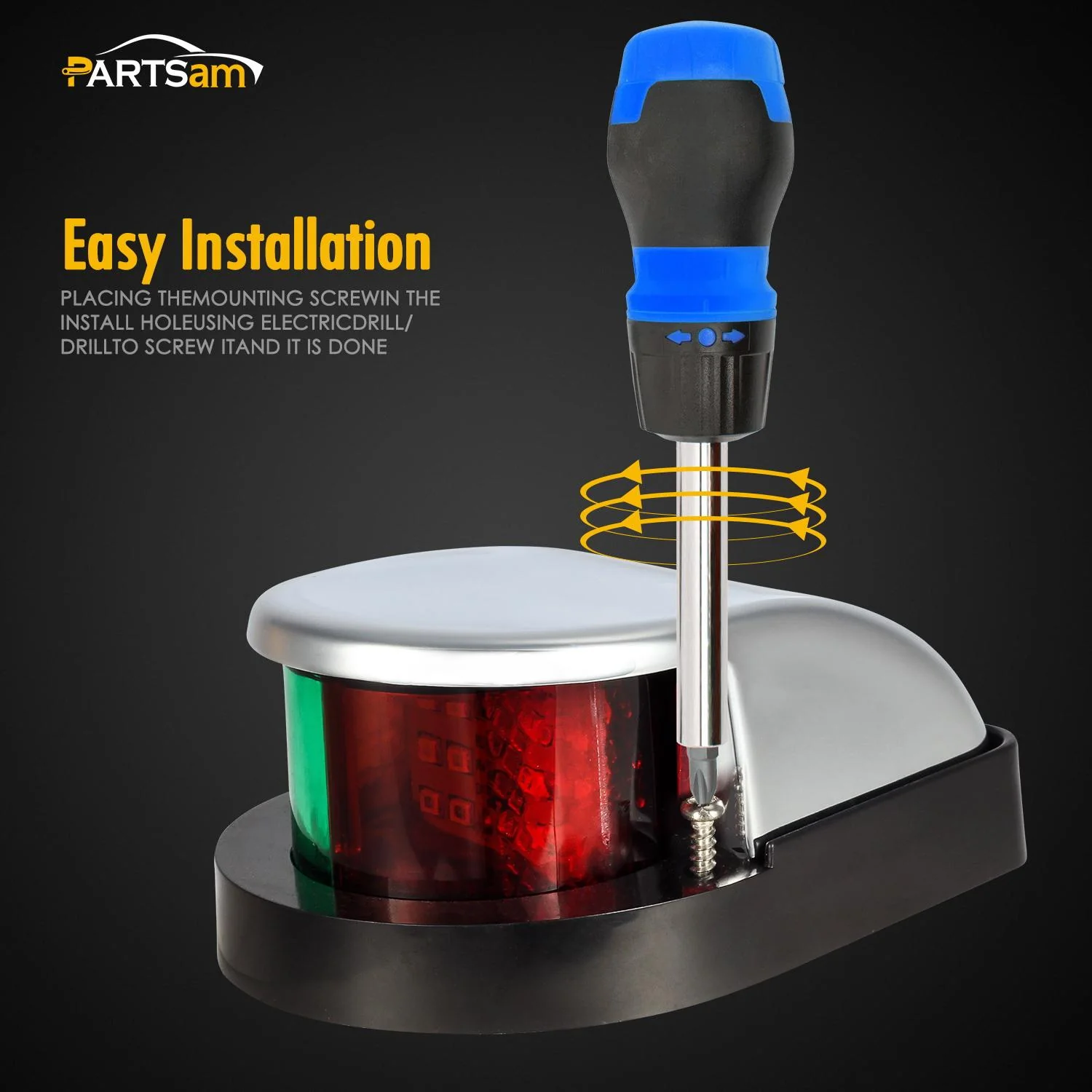 Partsam Boat Marine LED Navigation Lights Lamps 12 LED, Red and Green LED Boat Front Light to Small Boat and Pontoon Yacht Skeeter - Image 4