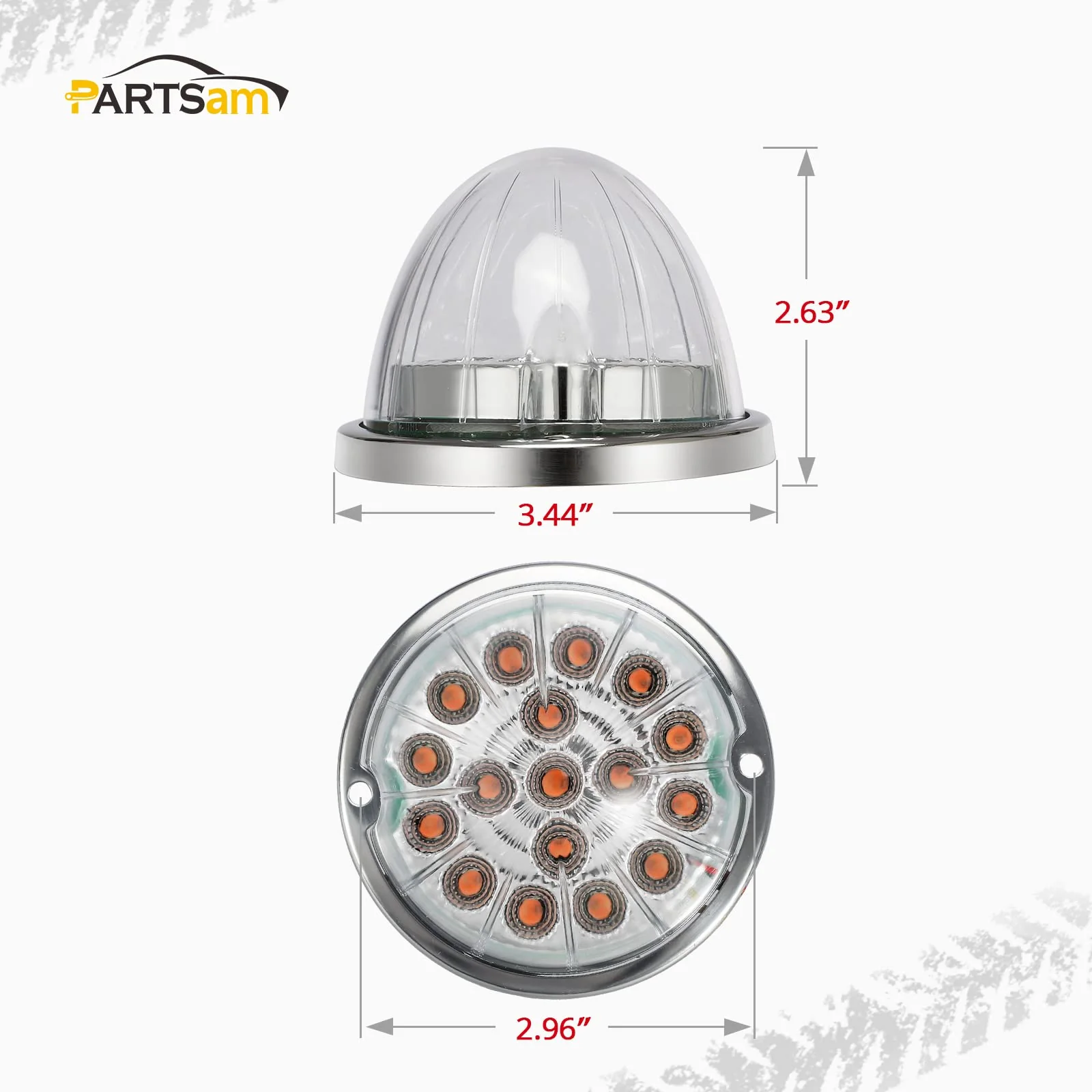 Partsam Dual Revolution Red Led Watermelon Light for Semi Truck - Image 3