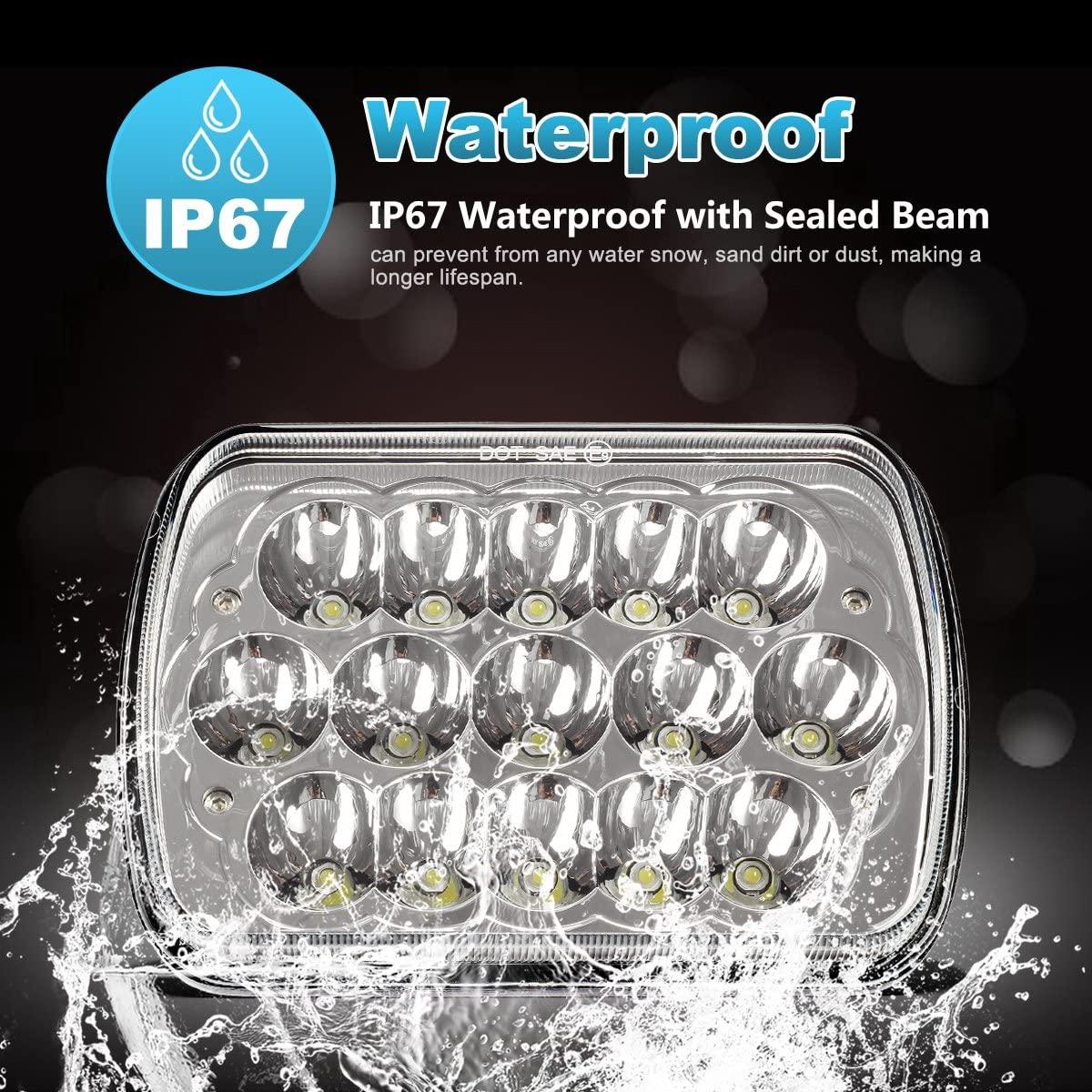Partsam H6054 7x6 5x7 LED Headlights Sealed Beam Hi/Low w/ H4 Wiring Harness Compatible with Jeep Wrangler YJ XJ/GMC Chevrolet Express S10/Ford Cherokee E250/Toyota Tacoma/Mazda - Image 7